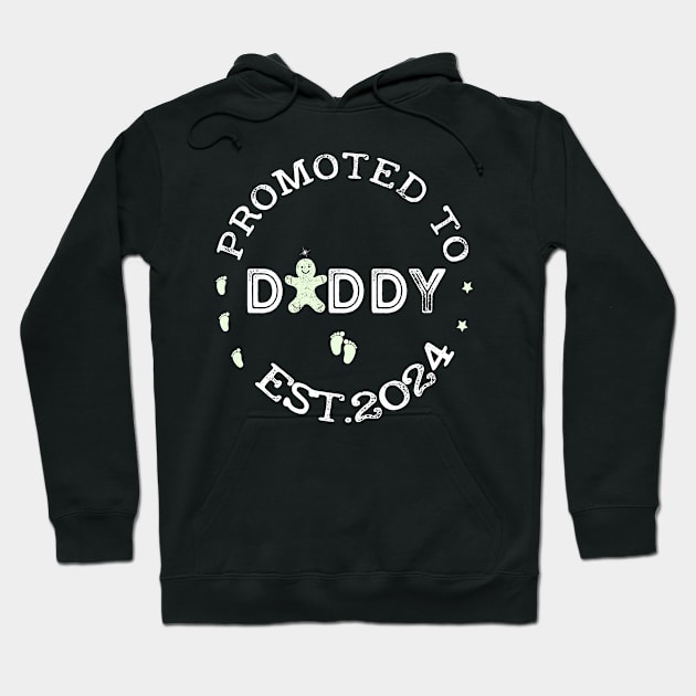 Promoted To Daddy Est. 2024 Vintage Tee New Dad First Daddy Hoodie by NIKA13